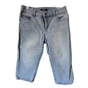 Chaps Capri Jeans Size 4 Mid Rise Cropped Light Wash Cotton Blend Pockets Denim
